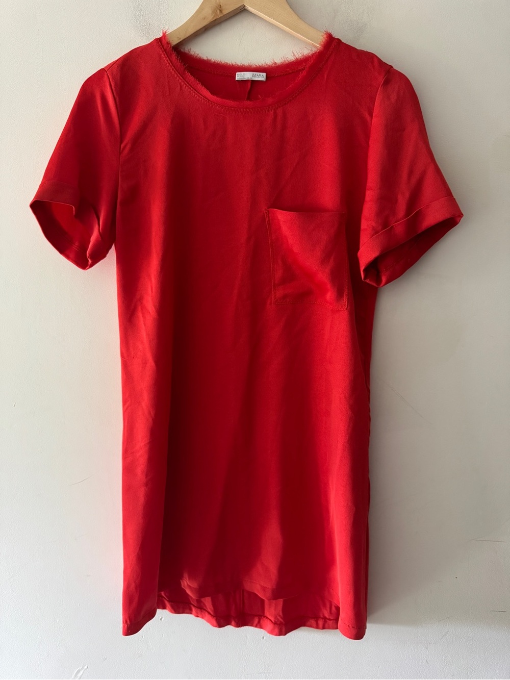 Zara‎ Red Fringe Hem T-Shirt Dress